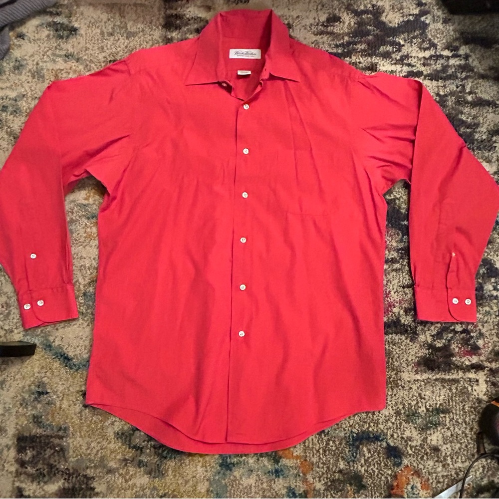 Brooks Brothers Red Button Down Long Sleeve 100% Cotton Shirt Men’s Sz 15-32/33
